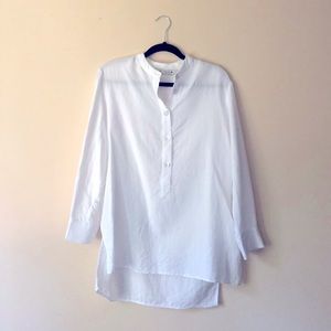 Zara | US S White Mandarin Collar High-Low Tunic